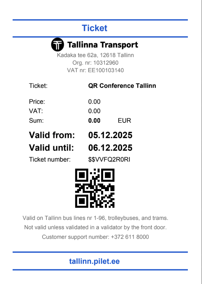 Free public transport ticket